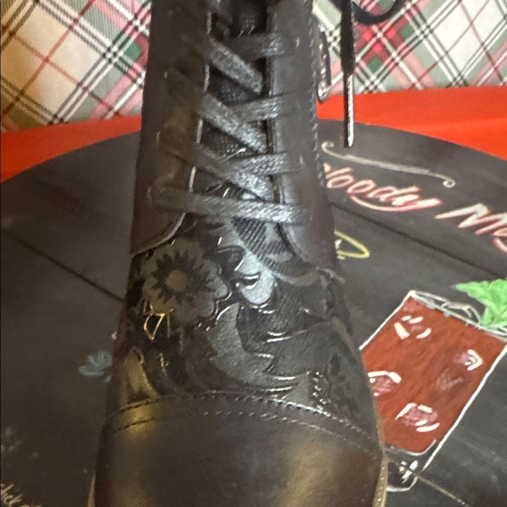 Black Lace-Up Ankle Boots - Picture 9 of 11
